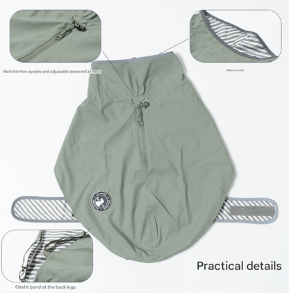 75# Blue Waterproof Reflective Dog Raincoat for Small to Large Dogs