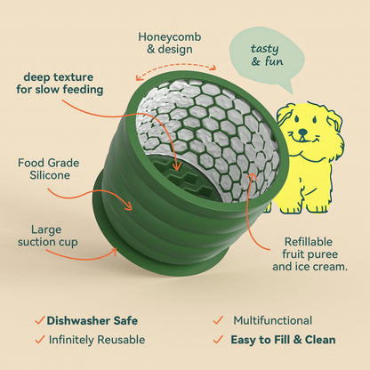 Green Large Anti-Choke Slow Feeder Dog Bowl - Non-Slip, Spill-Resistant Pet Feeding Dish