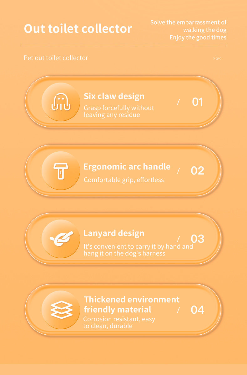 Orange and grey Hygienic Portable Dog Pooper Scooper with Integrated Bag Dispenser - Effortless Pet Waste Cleanup