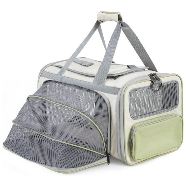 Gray Green Lightweight Foldable Pet Carrier with Straps