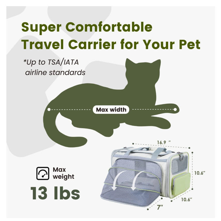Olive Green Lightweight Foldable Pet Carrier with Straps