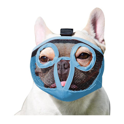 Blue Adjustable Breathable Mesh Dog Muzzle for Short-Nosed Breeds(Size L)