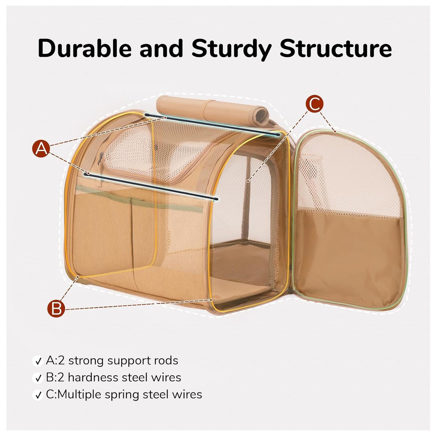 Brown Expandable Breathable Outdoor Portable Large Space Cat Backpack - Pet Carrier for Cats and Dogs