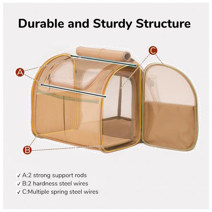 Brown Expandable Breathable Outdoor Portable Large Space Cat Backpack - Pet Carrier for Cats and Dogs