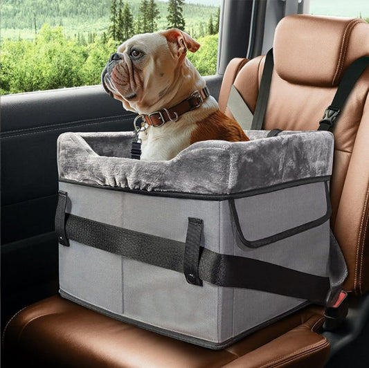 Grey Car Pet Pad - Portable Dog Booster Seat for Safe and Comfortable Travel