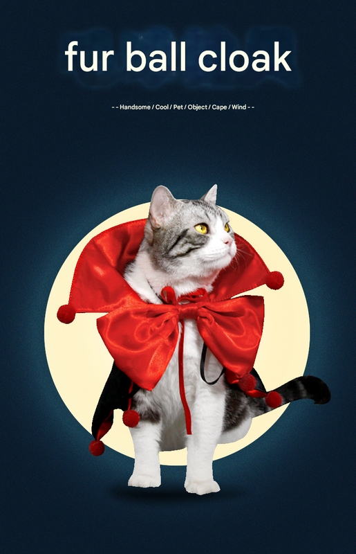 Red Regal Vampire Pet Cape | Halloween & Christmas Costume Cloak with Bow & Pom-Poms for Dogs and Cats(Size M)