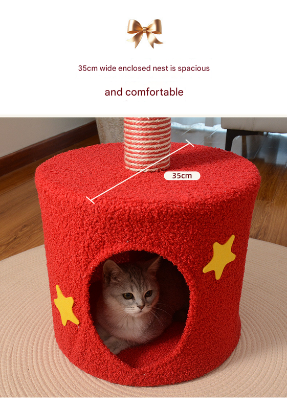 Festive Christmas Tree Cat Scratcher & Condo | 2-in-1 Sisal Post with Cozy Hideaway Bed