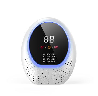 White Rechargeable Ozone & UV-C Air Purifier with Remote - Portable Odor Eliminator for Home, Pets & Closets