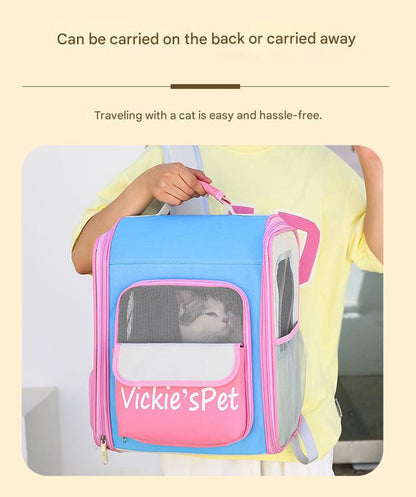 Breathable Pet Carrier Backpack - Large Capacity, Multiple Windows, Oxford Cloth(green)