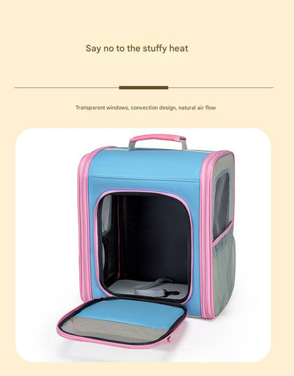 Breathable Pet Carrier Backpack - Large Capacity, Multiple Windows, Oxford Cloth(pink)