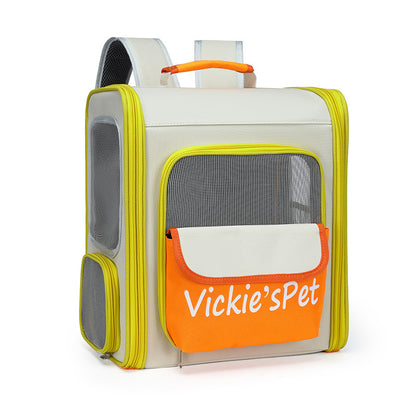 Breathable Pet Carrier Backpack - Large Capacity, Multiple Windows, Oxford Cloth(orange)