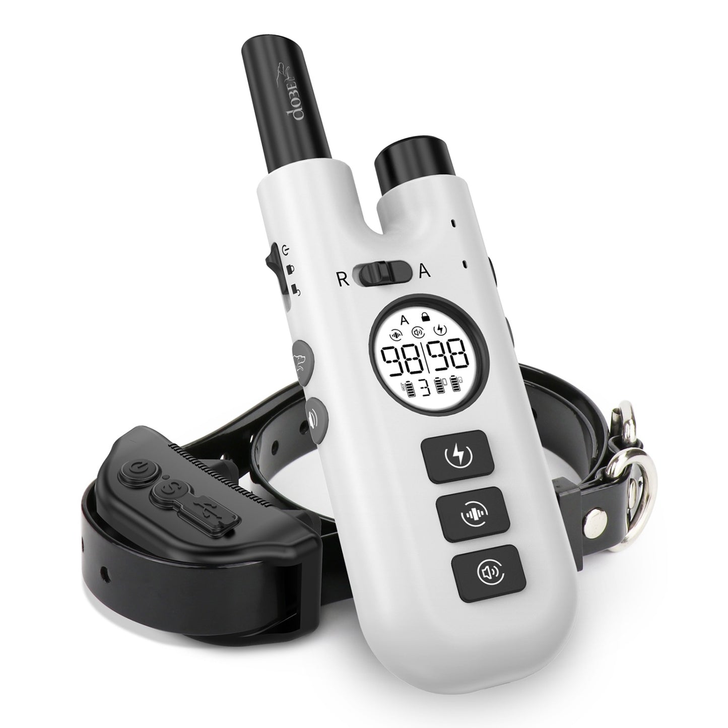 Professional 2-in-1 Dog Training & Anti-Bark Collar with Remote - Rechargeable, 3 Modes & 0-99 Levels(white)