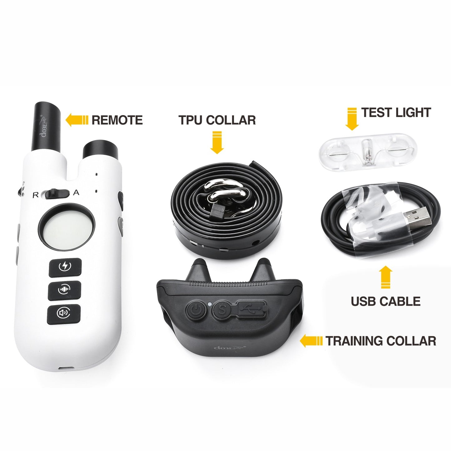 Professional 2-in-1 Dog Training & Anti-Bark Collar with Remote - Rechargeable, 3 Modes & 0-99 Levels(white)
