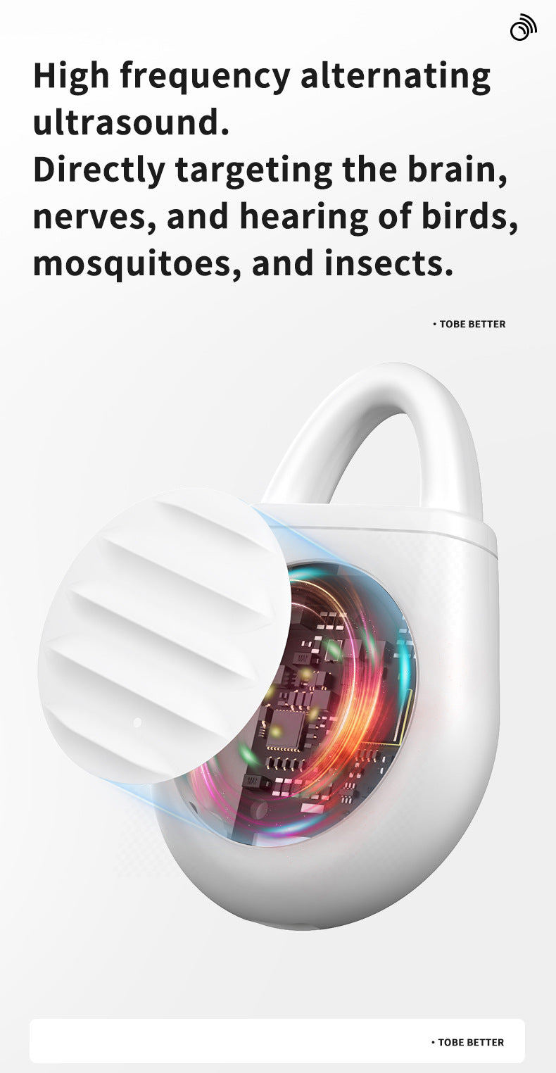 2 Pcs Black Portable Ultrasonic Pest Repeller - Rechargeable Mosquito & Bird Repellent Device | 3-Mode for Indoor, Outdoor & Camping